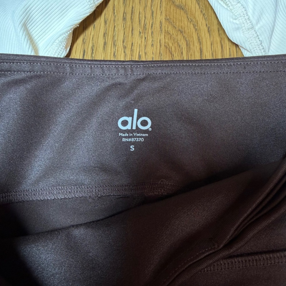 Alo Yoga Goddess Ribbed Leggings Brown Cream Activewear Yoga Pants Small - Picture 3 of 6